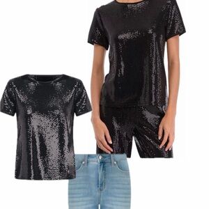 Anne Klein Women's Black Sequin Top size PS